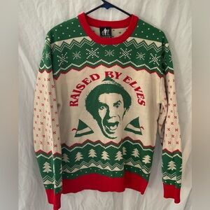 ELF‎ “Raised By Elves” Will Ferrell Buddy Ugly Christmas Sweater medium movie